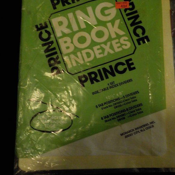 MONARCH PRINCE RING BOOK INDEXES 1 SET 101/2" X 8" 5 TAB POSITIONS/DIVIDERS - Picture 8 of 8